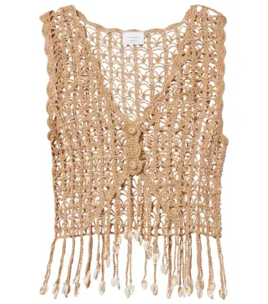 Anna Kosturova Crochet fringed cotton crop top | Thumbnail 1