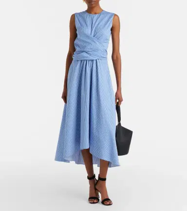 Altuzarra Penny draped striped cotton midi dress | Thumbnail 3