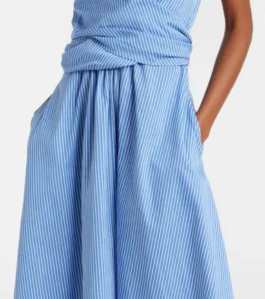 Altuzarra Penny draped striped cotton midi dress | Thumbnail 4
