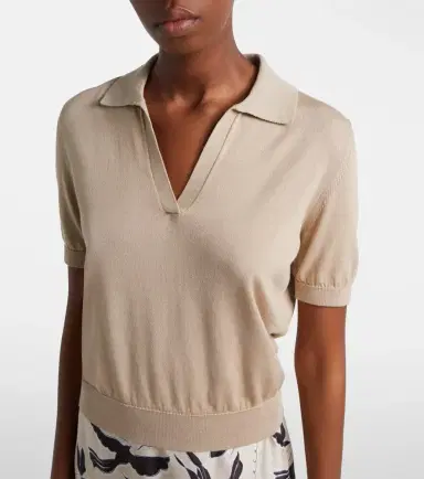 Altuzarra Clay cropped cotton and silk polo sweater | Thumbnail 3 Altuzarra Clay cropped cotton and silk polo sweater | Thumbnail 3