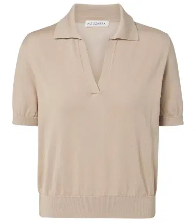 Altuzarra Clay cropped cotton and silk polo sweater | Thumbnail 1 Altuzarra Clay cropped cotton and silk polo sweater | Thumbnail 1