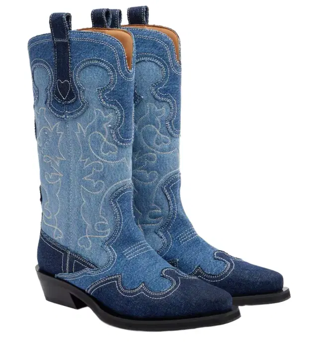Ganni Denim cowboy boots