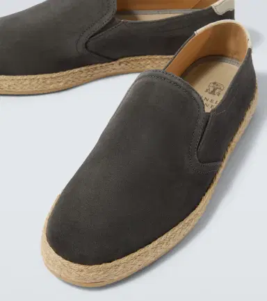 Brunello Cucinelli Jute-trimmed suede slip-on shoes | Thumbnail 6