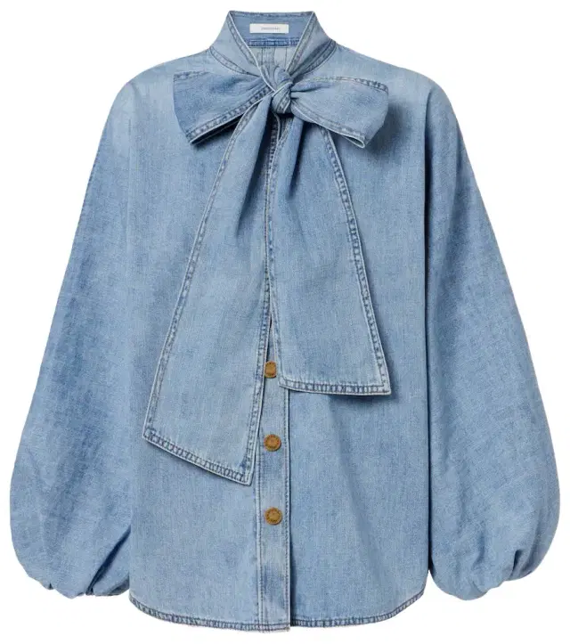 Zimmermann Indra tie-neck denim blouse