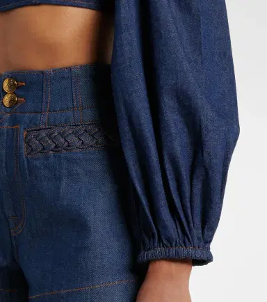 Zimmermann Aster ruffled denim crop top | Thumbnail 4
