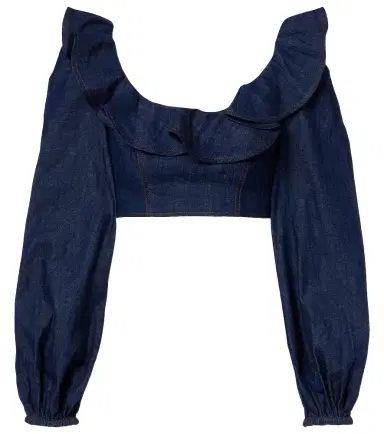 Zimmermann Aster ruffled denim crop top | Thumbnail 1
