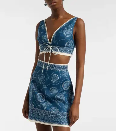 ALÉMAIS Alémais Lucky printed linen crop top | Thumbnail 3 ALÉMAIS Alémais Lucky printed linen crop top | Thumbnail 3