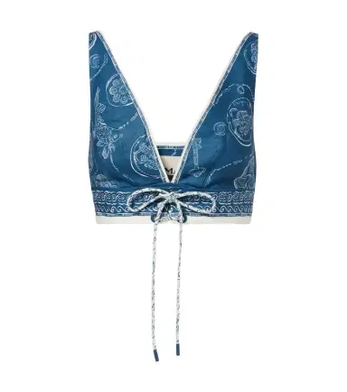 ALÉMAIS Alémais Lucky printed linen crop top | Thumbnail 1 ALÉMAIS Alémais Lucky printed linen crop top | Thumbnail 1