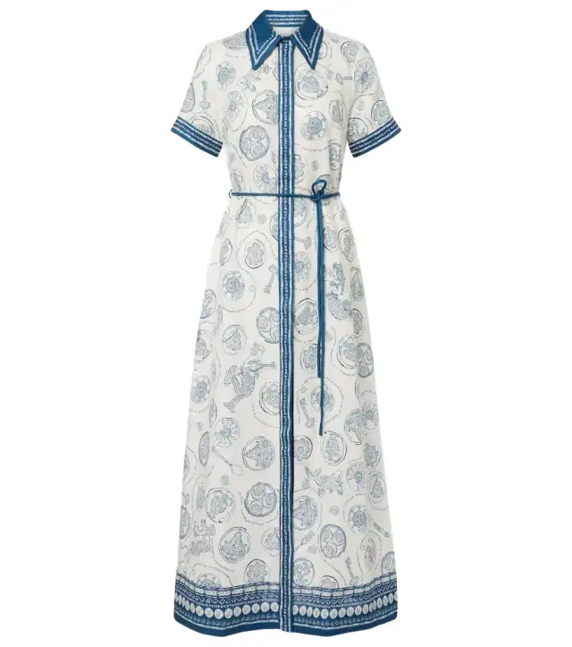 Alémais Lucky belted printed linen shirt dress