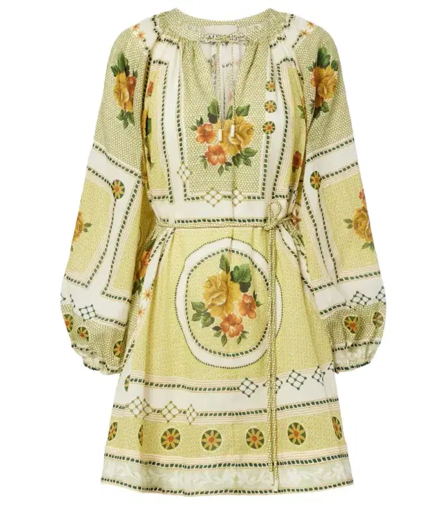 Alemais Alémais Dixie belted printed ramie minidress