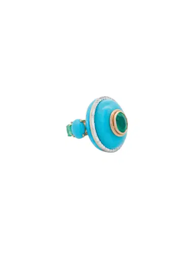 Wish Fine Jewelry 18 kt Ring with Turquoise 24,05 ctsEmerald 5,15 cts and Diamond 0,361 ctsgrams 6,81 | Thumbnail 2