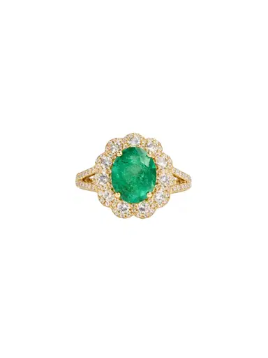 Wish Fine Jewelry 3.2ct Diamond Emerald 14K Gold Halo Ring | Thumbnail 1 Wish Fine Jewelry 3.2ct Diamond Emerald 14K Gold Halo Ring | Thumbnail 1