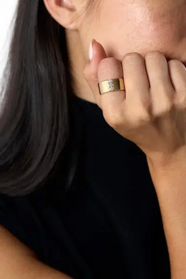 Melissa Kaye Diamond Small Honey Cigar Band Ring | Thumbnail 2