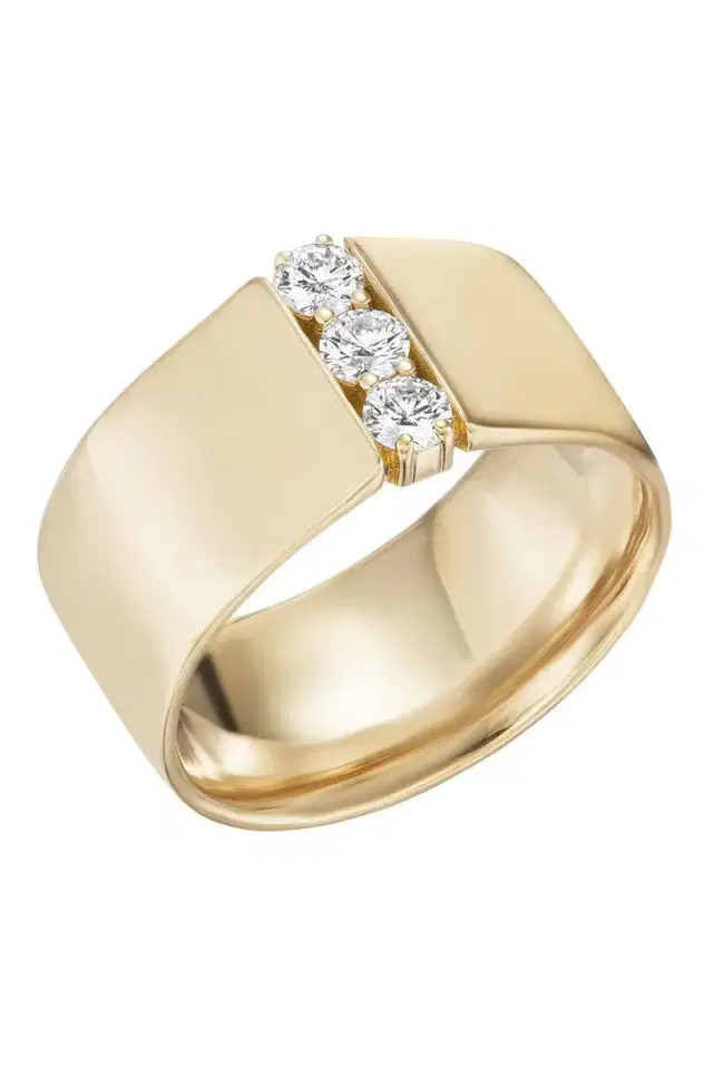 Diamond Small Honey Cigar Band Ring