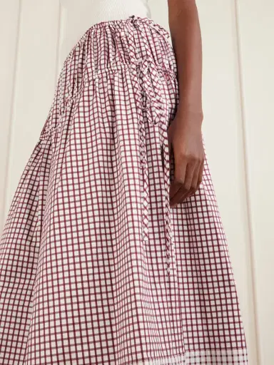 LIBEROWE Eve Tiered Checked Cotton Midi Skirt | Thumbnail 4 LIBEROWE Eve Tiered Checked Cotton Midi Skirt | Thumbnail 4