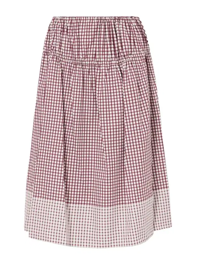 Eve Tiered Checked Cotton Midi Skirt