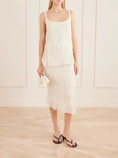 RÓHE Crinkled Metallic Cotton-blend Midi Skirt | Thumbnail 2 RÓHE Crinkled Metallic Cotton-blend Midi Skirt | Thumbnail 2