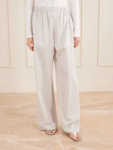 RÓHE Striped Silk And Cotton-blend Wide-leg Pants | Thumbnail 3 RÓHE Striped Silk And Cotton-blend Wide-leg Pants | Thumbnail 3