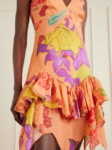 Donde Esteban Guava Flores Ruffled Printed Cotton-voile Mini Dress | Thumbnail 4