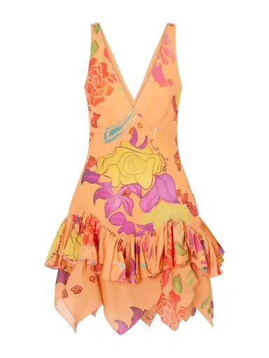Donde Esteban Guava Flores Ruffled Printed Cotton-voile Mini Dress | Thumbnail 1