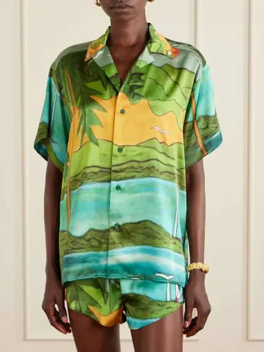 Donde Esteban Magdalena Printed Silk-blend Satin Shirt | Thumbnail 3 Donde Esteban Magdalena Printed Silk-blend Satin Shirt | Thumbnail 3