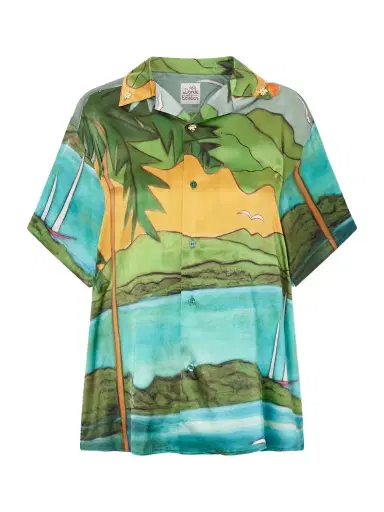 Donde Esteban Magdalena Printed Silk-blend Satin Shirt | Thumbnail 1 Donde Esteban Magdalena Printed Silk-blend Satin Shirt | Thumbnail 1
