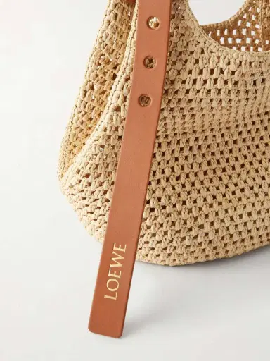 Loewe + Paula's Ibiza The Punch Hole Leather-trimmed Raffia Shoulder Bag | Thumbnail 5