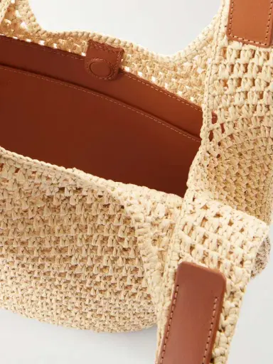Loewe + Paula's Ibiza The Punch Hole Leather-trimmed Raffia Shoulder Bag | Thumbnail 6