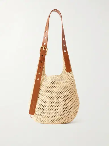 Loewe + Paula's Ibiza The Punch Hole Leather-trimmed Raffia Shoulder Bag | Thumbnail 7