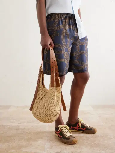 Loewe + Paula's Ibiza The Punch Hole Leather-trimmed Raffia Shoulder Bag | Thumbnail 8