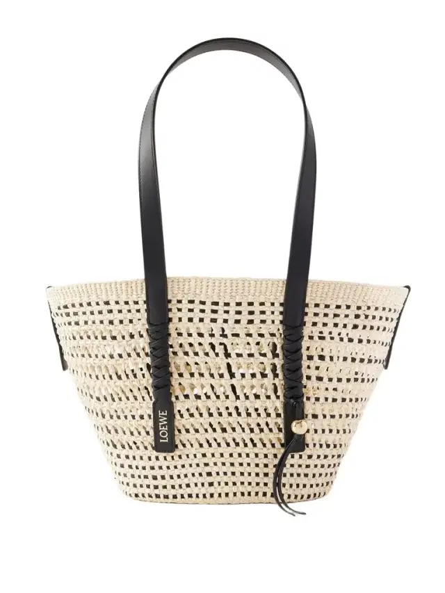 + Paula's Ibiza Braid Medium Leather-trimmed Raffia Tote