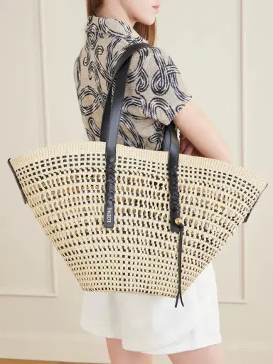 Loewe + Paula's Ibiza Leather-trimmed Iraca Tote | Thumbnail 2