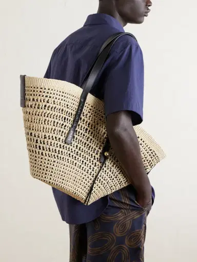 Loewe + Paula's Ibiza Leather-trimmed Iraca Tote | Thumbnail 8