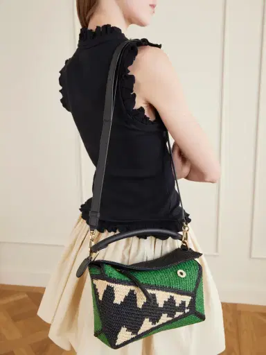 Loewe + Paula's Ibiza Puzzle Edge Crocodile Leather-trimmed Raffia Shoulder Bag | Thumbnail 2 Loewe + Paula's Ibiza Puzzle Edge Crocodile Leather-trimmed Raffia Shoulder Bag | Thumbnail 2