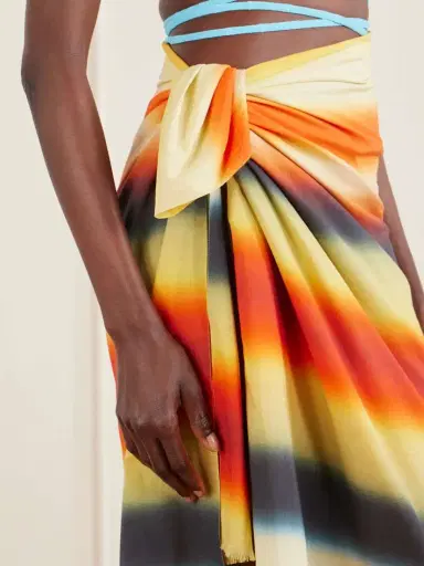 Loewe + Paula's Ibiza Fringed Striped Cotton-voile Scarf | Thumbnail 5