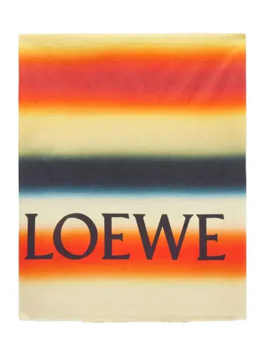 Loewe + Paula's Ibiza Fringed Striped Cotton-voile Scarf | Thumbnail 1