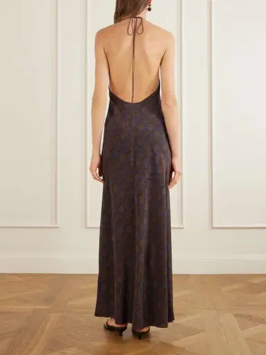 Matteau Open-back Printed Silk-crepe De Chine Halterneck Maxi Dress | Thumbnail 3