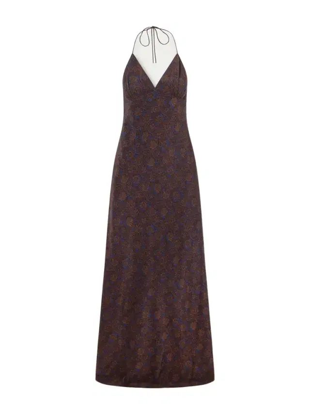 Matteau Open-back Printed Silk-crepe De Chine Halterneck Maxi Dress