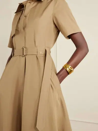 Burberry Tanya Belted Cotton-gabardine Midi Dress | Thumbnail 4