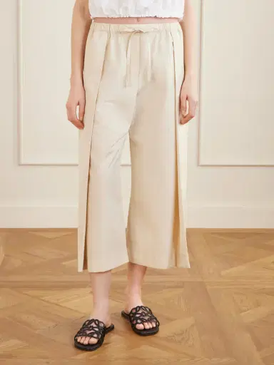 Loewe + Paula’s Ibiza Pleated Cropped Cotton Wide-leg Pants | Thumbnail 3