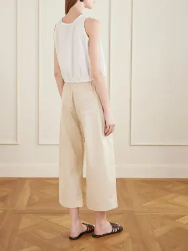 Loewe + Paula’s Ibiza Pleated Cropped Cotton Wide-leg Pants | Thumbnail 4
