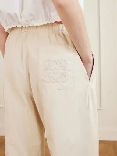 Loewe + Paula’s Ibiza Pleated Cropped Cotton Wide-leg Pants | Thumbnail 5