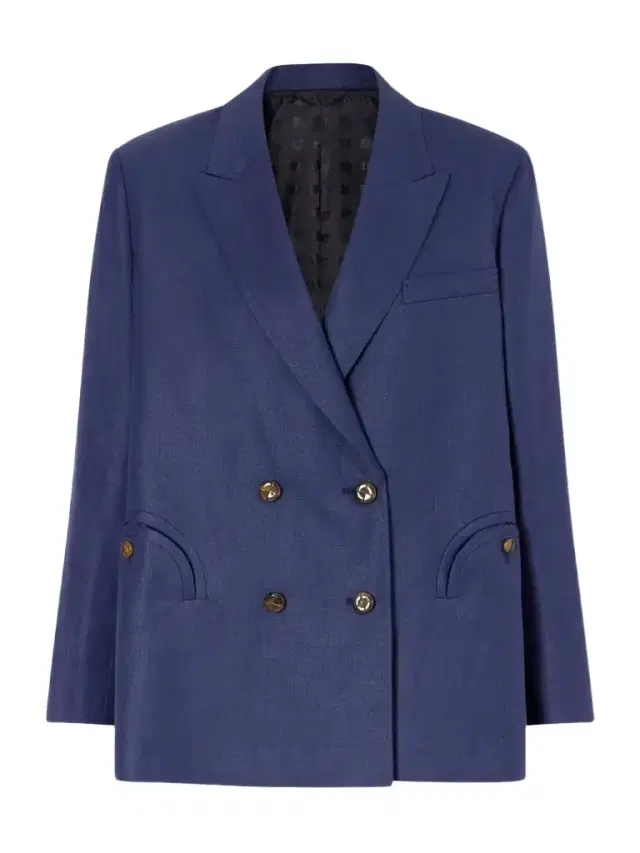 Blazé Milano Nightbreak Double-breasted Linen, Wool And Silk-blend Blazer