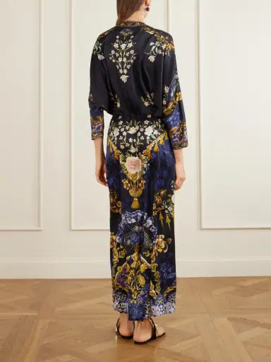 Camilla Gathered Embellished Printed Silk Maxi Dress | Thumbnail 3 Camilla Gathered Embellished Printed Silk Maxi Dress | Thumbnail 3