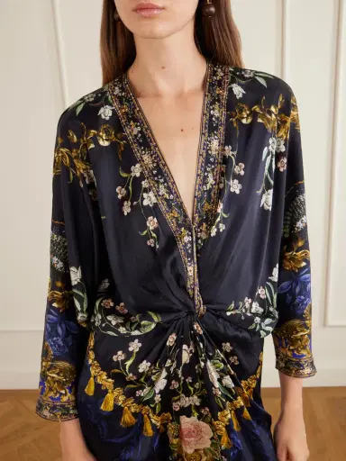 Camilla Gathered Embellished Printed Silk Maxi Dress | Thumbnail 4 Camilla Gathered Embellished Printed Silk Maxi Dress | Thumbnail 4