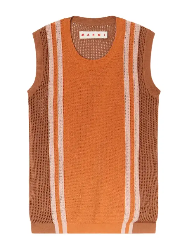 Striped Open-knit Crocheted Cotton Tank