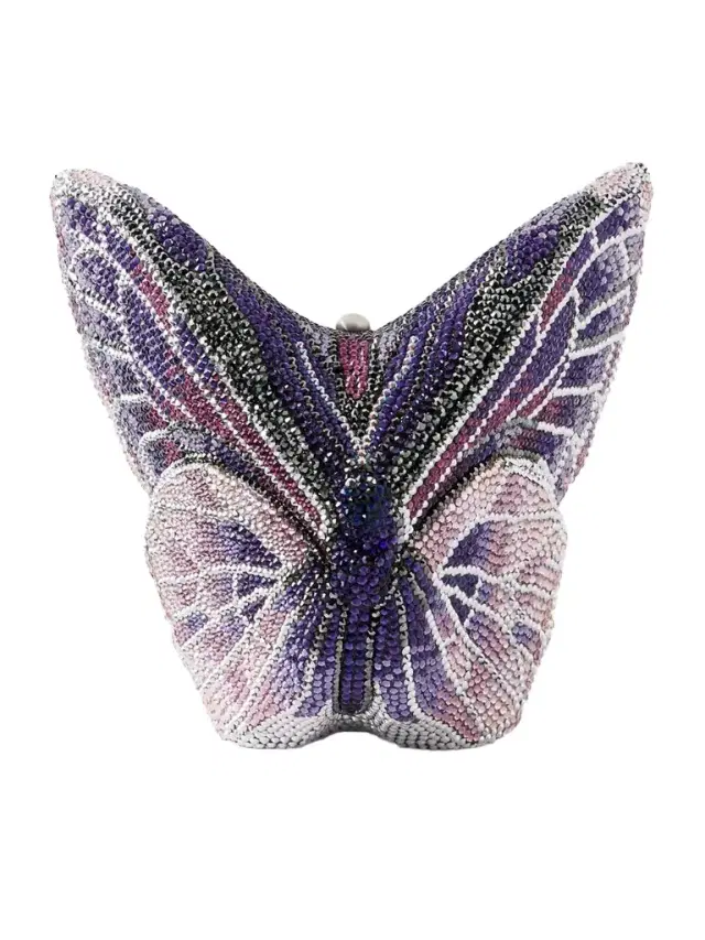 Judith Leiber Couture Butterfly Crystal-embellished Silver-tone Clutch