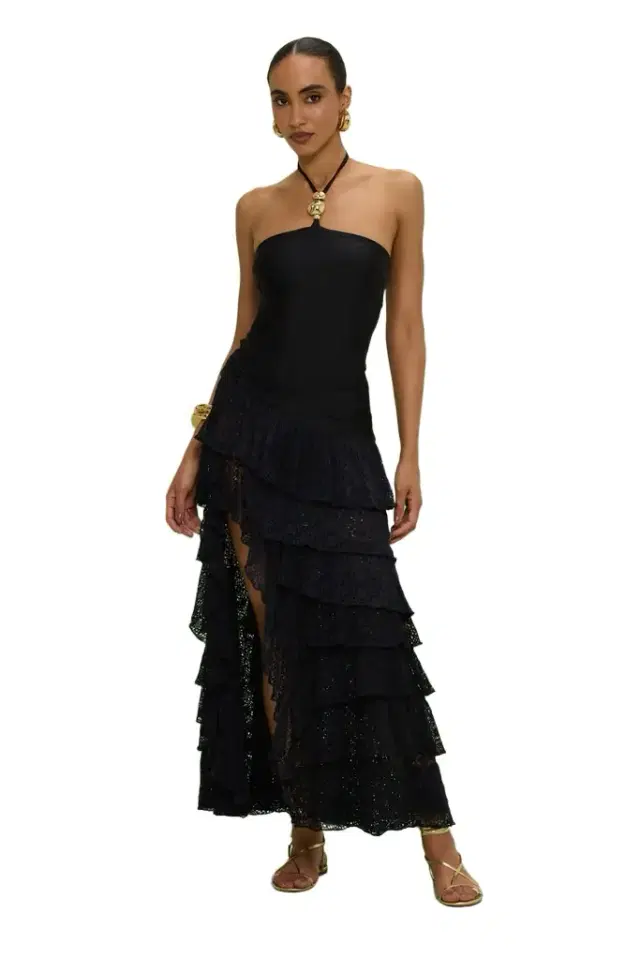 PatBo MARTINA LYCRA RUFFLE MAXI SKIRT