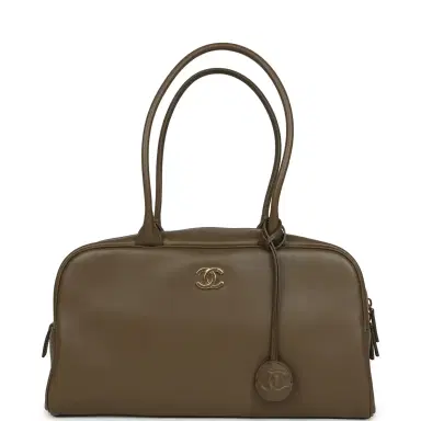 Chanel Chanel Large "Perfect Bowling" Bag Dark Khaki Calfskin Gold Hardware | Thumbnail 1 Chanel Chanel Large "Perfect Bowling" Bag Dark Khaki Calfskin Gold Hardware | Thumbnail 1