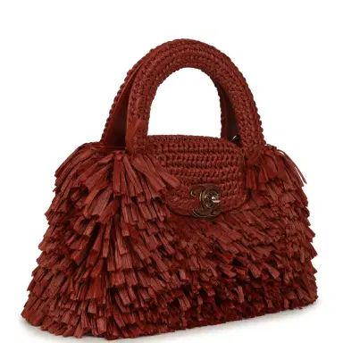 Chanel Chanel Small Fringe Kelly Dark Red Raffia Wood and Light Gold Hardware | Thumbnail 2 Chanel Chanel Small Fringe Kelly Dark Red Raffia Wood and Light Gold Hardware | Thumbnail 2